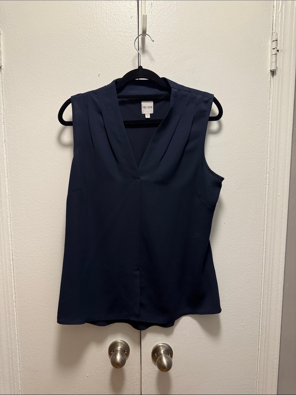 NIC+ZOE Navy Sleeveless V-Neck Shell